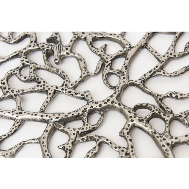 Lenox Donna Karan for Lenox Abstract Coral Silver Oval Tray For Sale - Image 4 of 11