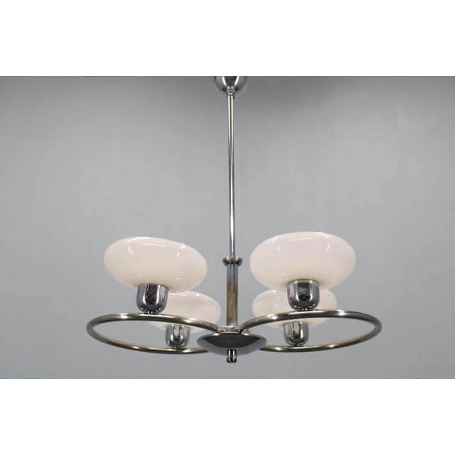 Chrome and Glass Chandelier attributed to Drukov, Former Czechoslovakia, 1950s For Sale - Image 3 of 18