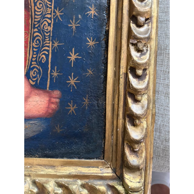 Attributed Cusco School Madonna & Child Oil on Canvas, Peru, 19th Century or Earlier, Family Provenance For Sale - Image 9 of 18