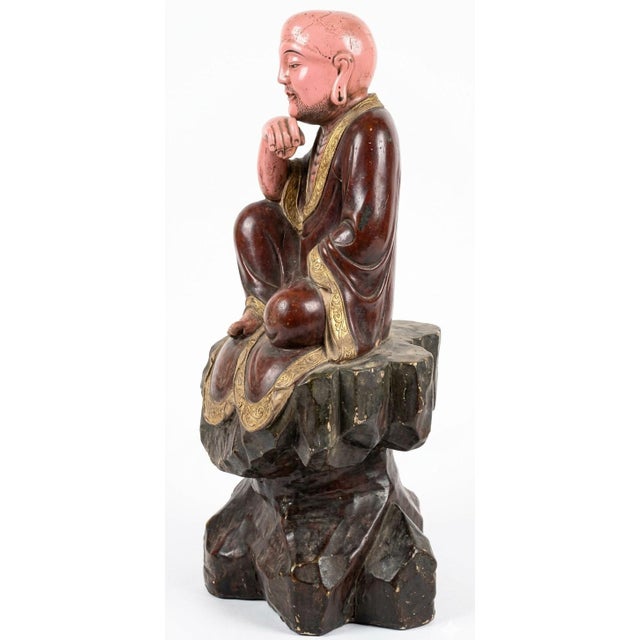 Late 20th Century Polychrom Wooden Carving 10 of 18 Arhats (Luohans) For Sale - Image 4 of 17