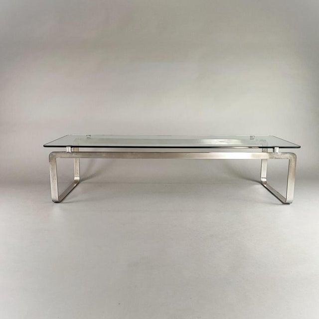 Steel and Glass Coffee Table by Vittorio Introini for Proposals Design, 1960s For Sale - Image 3 of 7