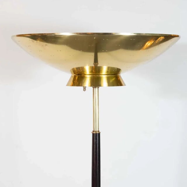 Mid-Century Modern Floor Lamp in Brass and Ebonized Walnut by Gerald Thurston For Sale In New York - Image 6 of 13