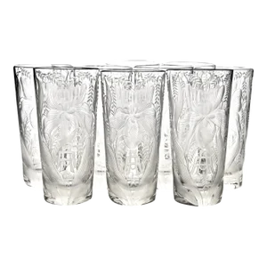 Late 19th Century Gilded Age/Belle Epoch Art Nouveau Carved Crystal Tumblers- Set of 10