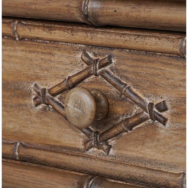 Traditional Matthew Izzo Home Faux Bamboo One Drawer Console Table With Rattan Weave Open Shelf For Sale - Image 3 of 6