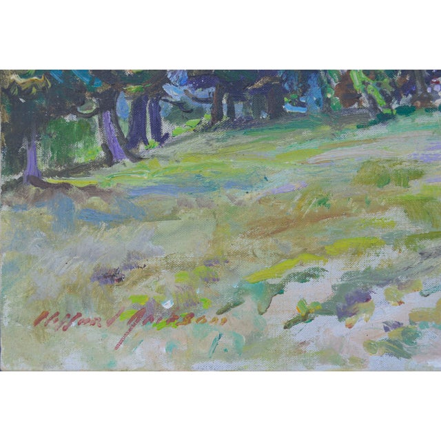 Folk Art Mid Century Black Forest Chalet Landscape, Original Oil on Canvas For Sale - Image 3 of 3