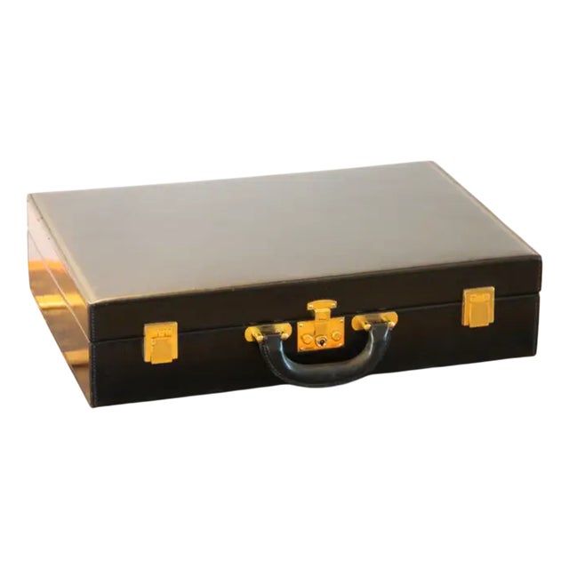 Black Leather Briefcase from Hermès, 1970s For Sale