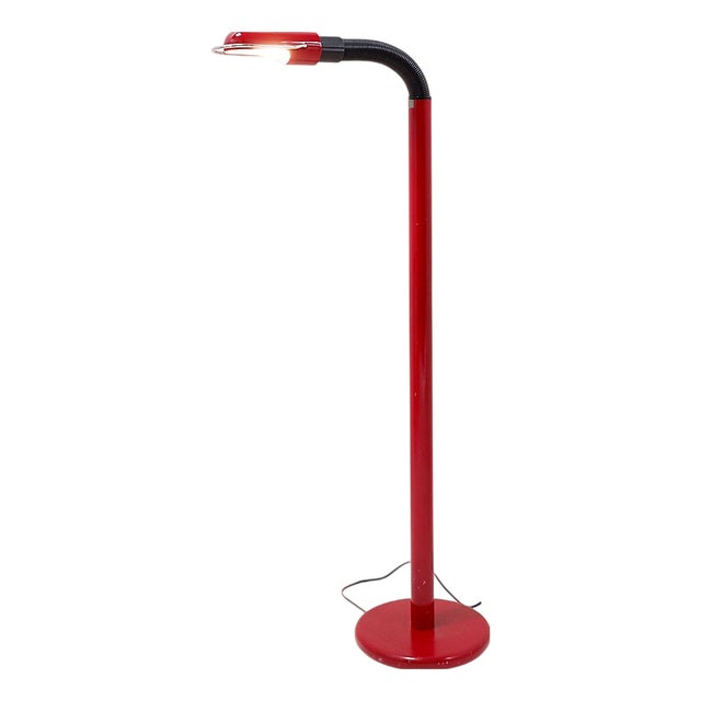 Space Age Floor Lamp with Dark Red Shade, 1970s For Sale