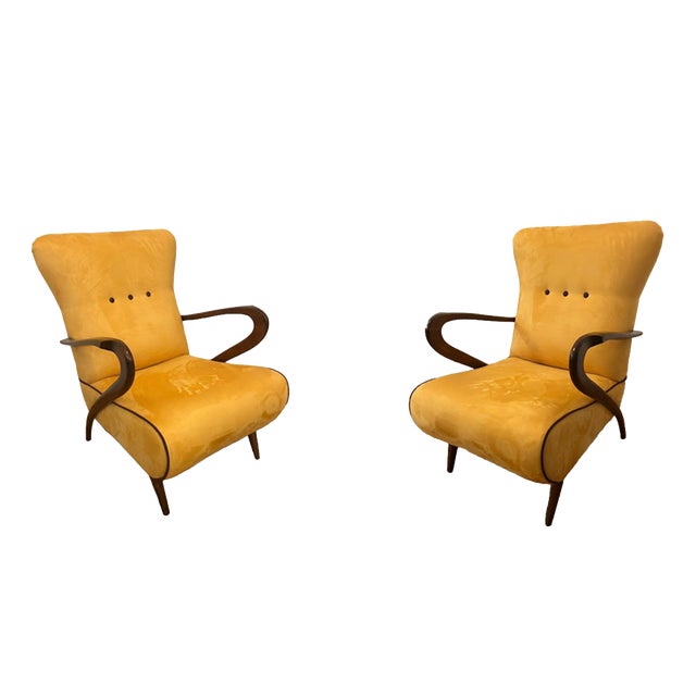 Vintage Lounge Chairs by Paolo Buffa, 1960s, Set of 2 For Sale