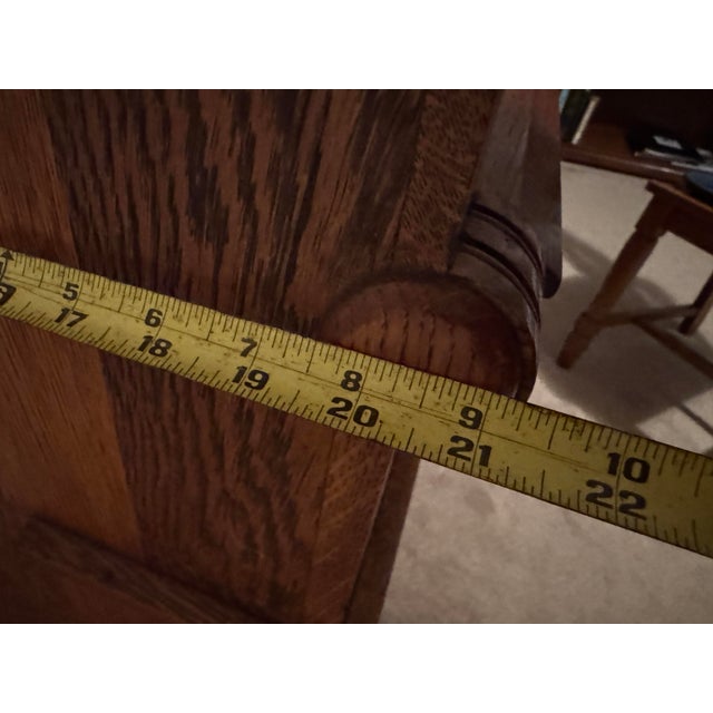 1900-1909 Tiger Oak Rolltop Secretary Cylinder Desk 82” X 36” W Glass Bookshelf For Sale - Image 11 of 12