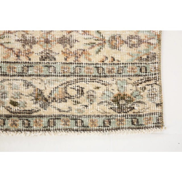Vintage Floral Runner Rug in Beige and Brown For Sale - Image 9 of 16