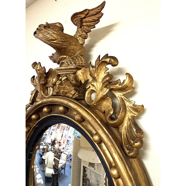 19th Century Federal Convex Bullseye Mirror With Eagle Pediment and Three Candle Holders For Sale - Image 15 of 18