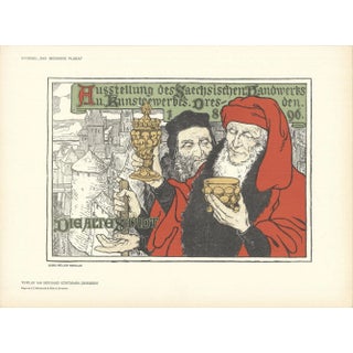 1897 Georg Muller-Breslau 'Dresden, Die Alte Stadt' Vintage Multicolor,Red,White Germany Lithograph For Sale