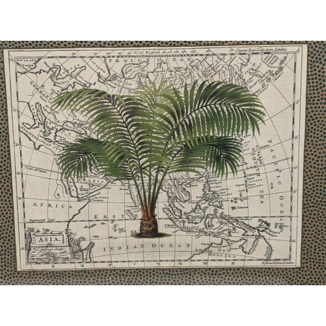 Set of 4 Framed Green Botanical Palm Prints on Antique Maps – Ralph Lauren Style For Sale - Image 9 of 14