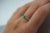 2010s Natural Emerald and Diamond Ribbed Thin Stacking Ring in 18k White Gold Size 6.5 For Sale - Image 5 of 12