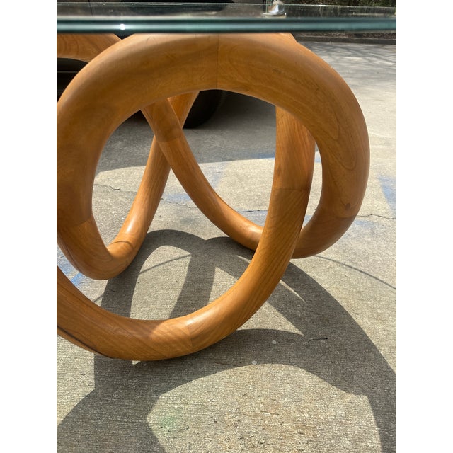1970s Wooden Knot Dining Table and Glass Top For Sale In Atlanta - Image 6 of 12