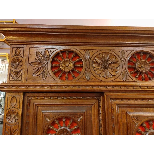 Antique solid Oak Trunk with top piece. Hand-carved from the Brittany region of France you can see the traditional...