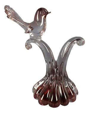 Sommerso Murano Glass Sculpture of Bird on Branch, 20th Century