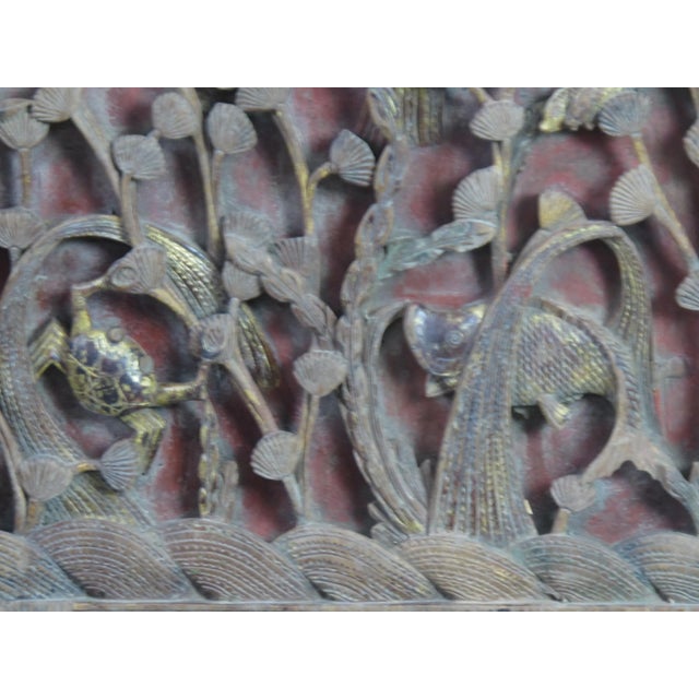 Wood 1922 Hand Carved Chinese Wall Hanging Panels - a Pair For Sale - Image 7 of 10