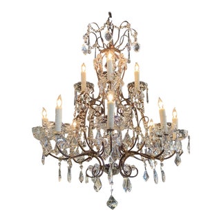 Italian Beaded Crystal Chandelier with 8-Light For Sale
