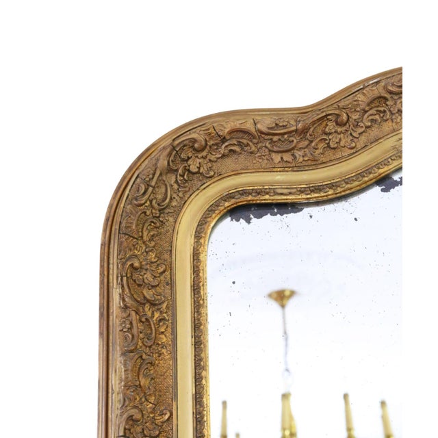 Gold Antique Gilt Overmantle Wall Mirror, 1800s For Sale - Image 8 of 10