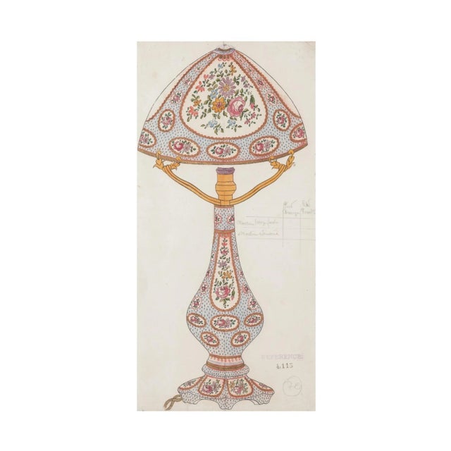 ''Porcelain Lamp'' is an original watercolor and ink drawing on ivory-colored paper realized in 1880ca. by Anonymous...