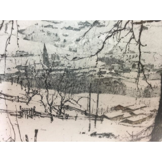 Brown Luigi Kasimir Etching Cortina d'Ampezzo 1925 Italian Alps Signed For Sale - Image 8 of 9