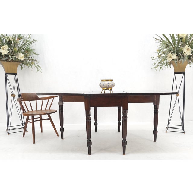 Solid Walnut Board Antique Drop Leaf Dining Center Console Table Clean! For Sale - Image 11 of 17