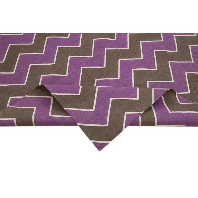 Purple Dhurrie Rug, 2000s For Sale - Image 6 of 7