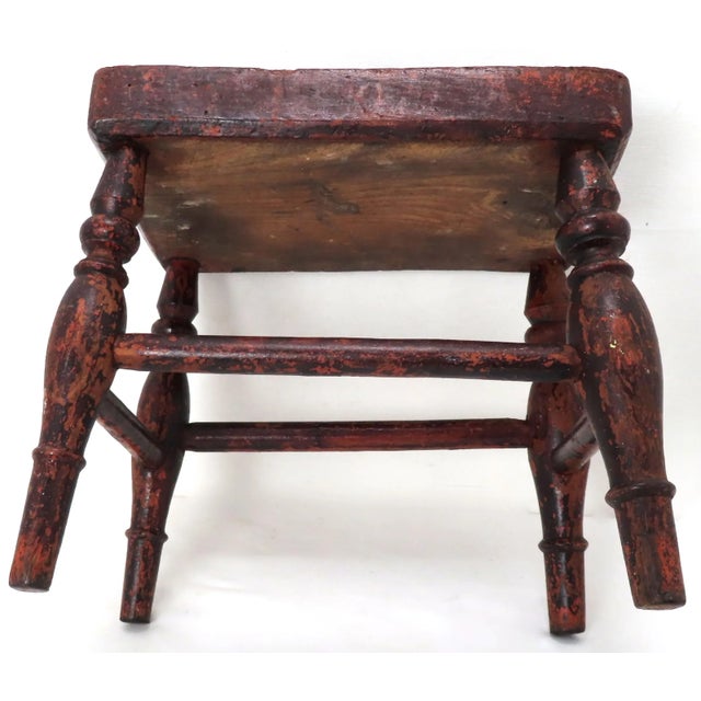 Mid 19th Century Antique Circa Mid 19th Century Country American Chestnut Wood Footstool - Fireside Stool For Sale - Image 5 of 13