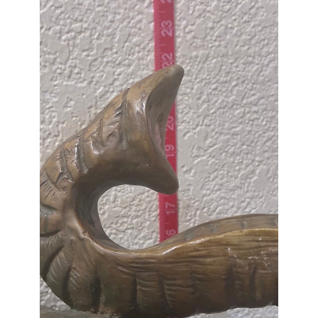 Vintage Resin Mother and Baby Elephant Statue With Trunks Raised For Sale - Image 14 of 16