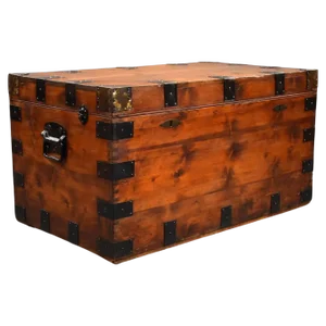 Antique Iron Bound Pine Trunk, 1890s