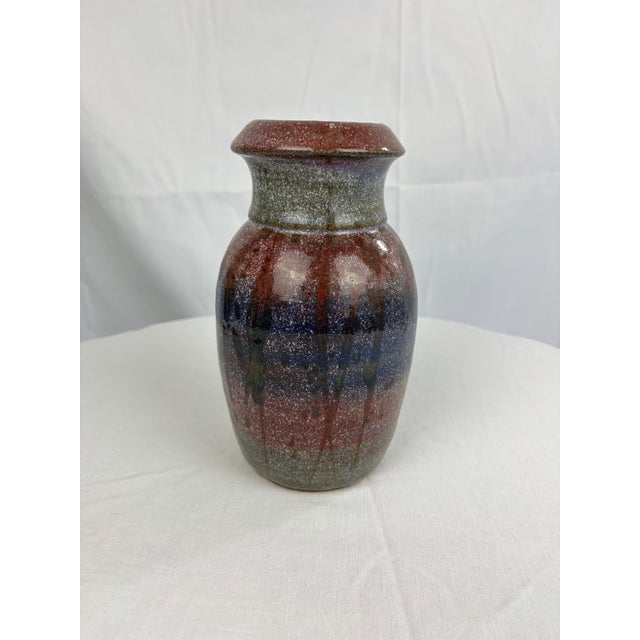 Mid-Century Modern Vintage Mid-Century Style Drip Glaze Studio Pottery Vase — Signed Jamie For Sale - Image 3 of 7