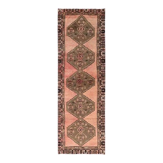 1960 3'x9' Red Persian Bakhtiar Hand Knotted Natural Wool Clean Vintage Runner Rug For Sale