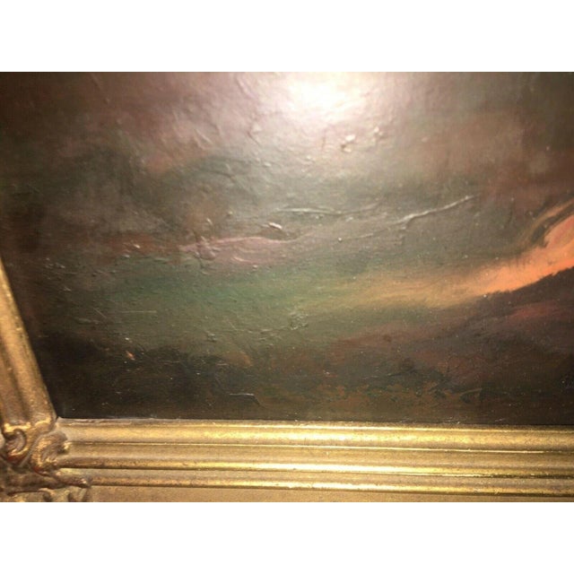 Unknown Evening in the Puszta Campfire Horses Mood Picture, 1890s, Oil Painting on Board For Sale - Image 7 of 13