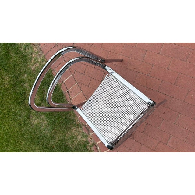 Mid-Century Modern Arrben Chrome Dining Chair With Perforated Steel Seat, Italy, Circa 1970s For Sale - Image 3 of 7