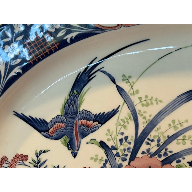 Ceramic Vintage Japanese Bird of Paradise Imari Style Serving Platter For Sale - Image 7 of 9