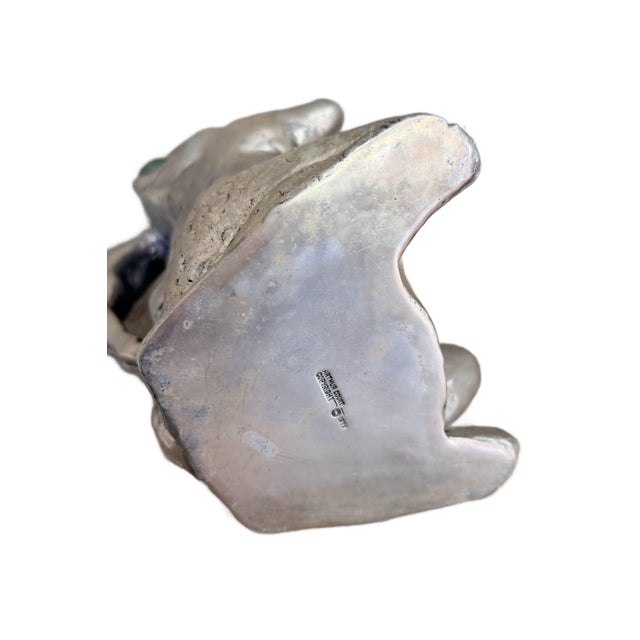 Arthur Court Cast Aluminum Frog Pitcher With Jade Eyes, Circa 1979 For Sale - Image 11 of 12