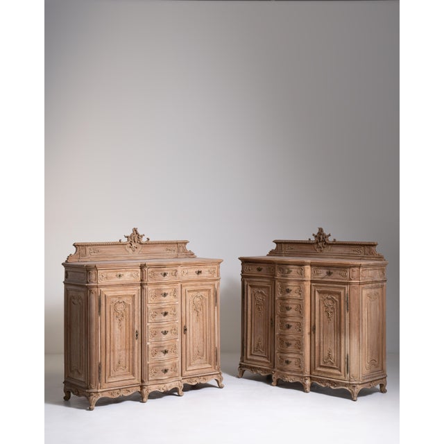 Top-Quality Pair of Louis XV Oak Buffets, Rococo Style, Belgium, Circa 1890 For Sale - Image 9 of 17