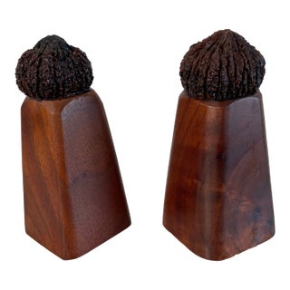 Vintage Black Walnut Salt & Pepper Shakers- a Pair For Sale