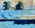 Large California Landscape Boat Harbor Hartman For Sale