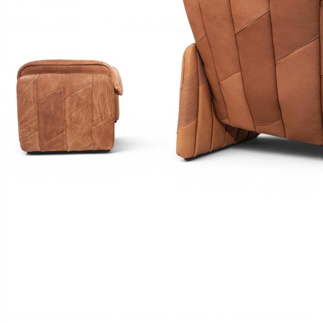 Set of DS 50 Patchwork Lounge Chair in Buffalo Leather with Ottoman from de Sede, 1970s For Sale - Image 12 of 18