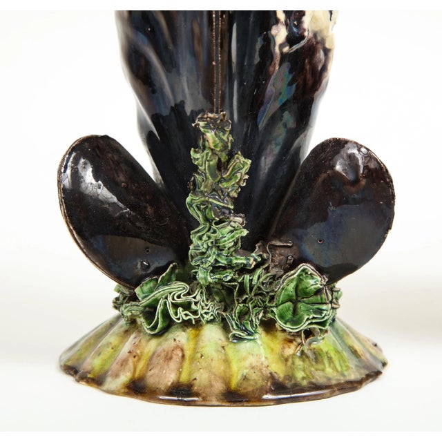 Mid 20th Century Portuguese Majolica Mussels Spill Vases - a Pair For Sale - Image 5 of 10