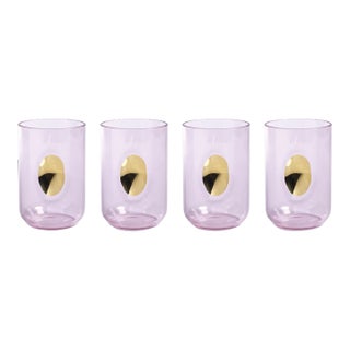 Ambrosi Tumblers with Gold Accent, Set of 4, Pink For Sale