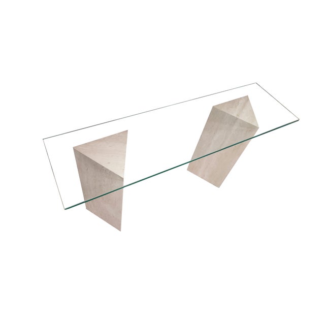 Original from 1999 in Italian Travertine Marble. Unique piece. This piece is attributed to the mentioned designer/maker....