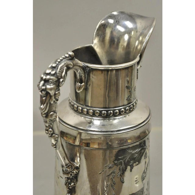 Antique James W. Tufts Renaissance "Bacchus" Silver Plated Water Wine Pitcher For Sale - Image 4 of 10