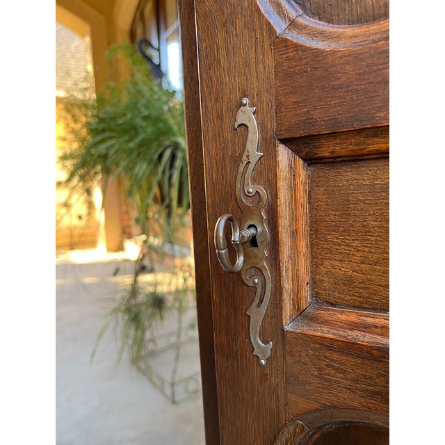 Petite Vintage French Provincial Armoire Cabinet Louis XV Linen Cupboard C1940 For Sale In Dallas - Image 6 of 18
