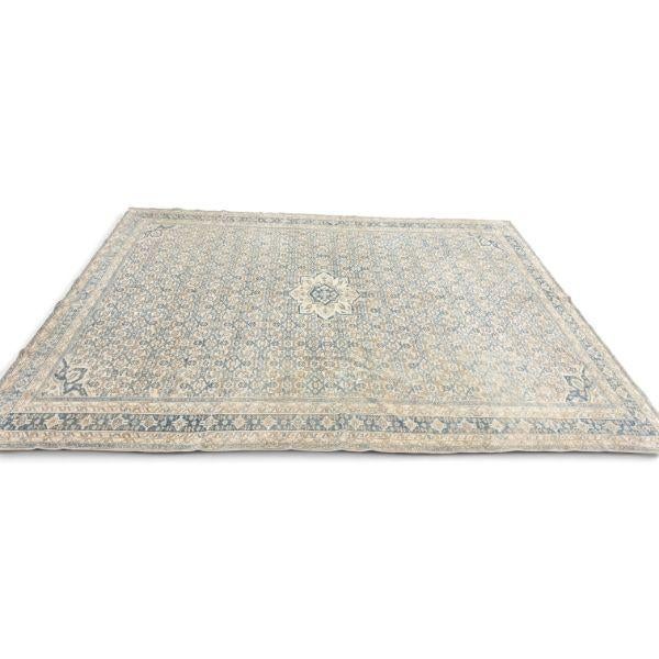 Persian Antique Malayer Rug – Intricate Ivory, Blue & Beige Floral Design 9x12 For Sale - Image 3 of 5