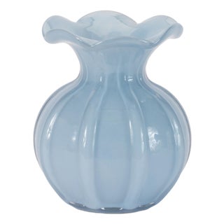 Scalloped Ribbed Glass Vase (Set of 2) For Sale