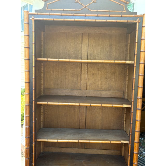 Late 19th Century Regency-Style Faux Bamboo Étagère With Inlay and Drawer, 1880’s For Sale - Image 5 of 8