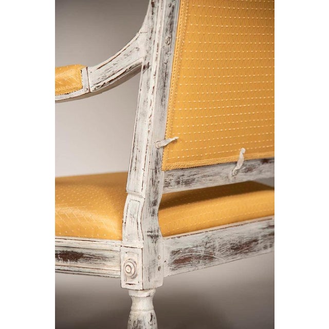 Louis XVI Style Distressed Armchairs, 1950, Set of 3 For Sale - Image 10 of 18